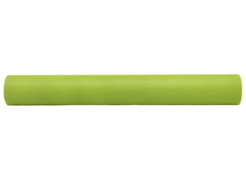 Bright lime tulle roll, 60cm wide and 20m long, perfect for crafting stunning decorations and embellishments.