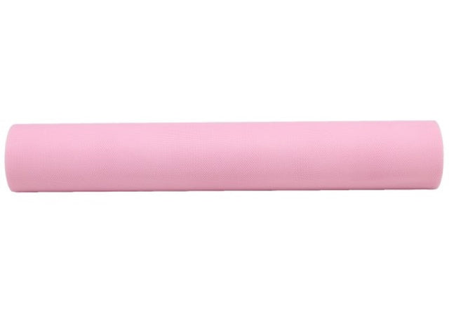 Light pink tulle roll, 60cm wide and 20m long, perfect for crafts and wedding decorations.