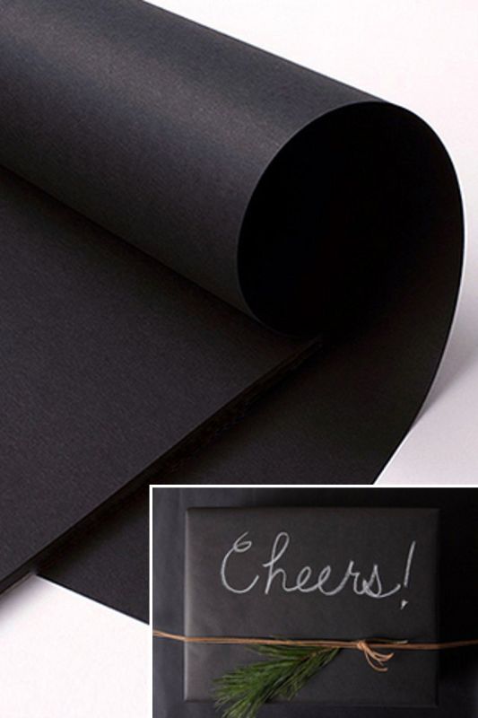 Black chalkboard wrapping paper (100 sheets) for personalized gift wrapping, measuring 54 x 76 cm, ideal for creative projects.