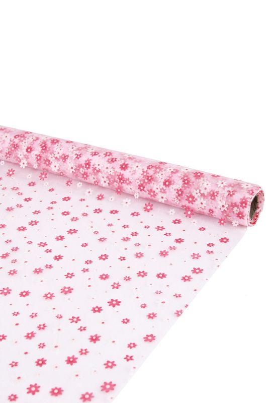 Decorative Wrap  - Flower Pattern on Sheer Wrap -  Pink