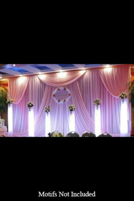 Elegant white event backdrop measuring 8m by 4m, crafted from polyester for easy installation and romantic ambiance.