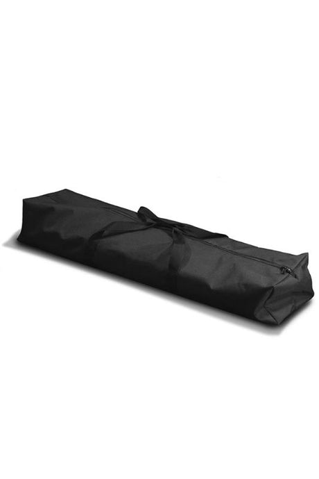 Black carry bag for event backdrops, featuring robust double zippers and spacious design for secure transport.