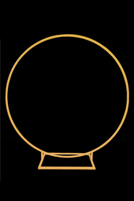 Gold round wedding flower frame backdrop, 180cm diameter, sturdy steel construction, perfect for elegant event decor.