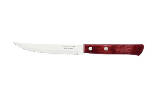 Churrasco Steak Knife Serrated Narrow Blade Polywood Red 5",  11cm - Tramontina