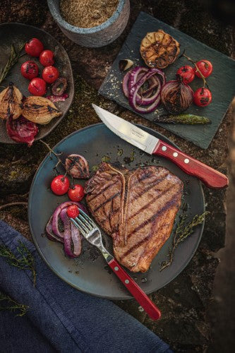 Churrasco Jumbo Steak Cutlery 12 Piece Set  - Red - Tramontina