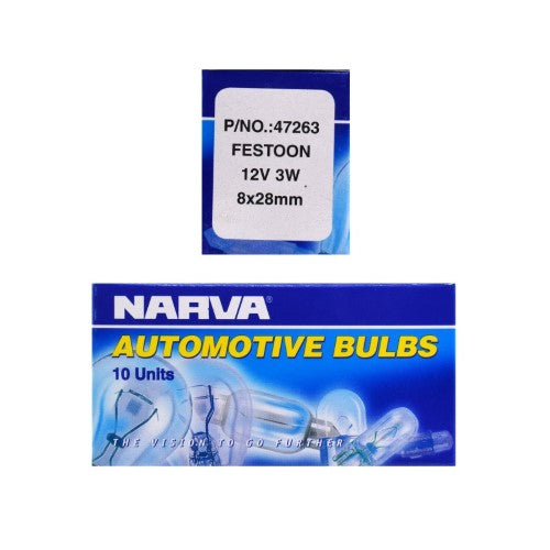 Narva - Globe 12v 3w 8x31mm Festoon Pk10