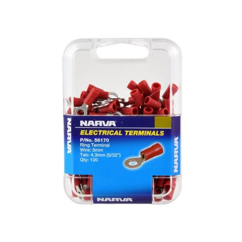 Ring Terminal - 4.3mm (Red - 100 Pack)