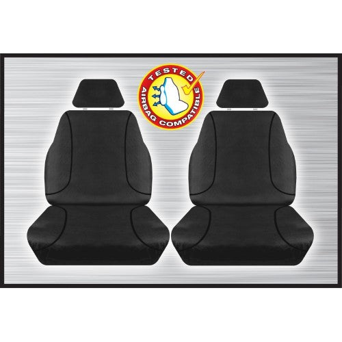 BLACK FRONT CANVAS SEAT COVER PAIR - HILUX 07/2015 ONWARD