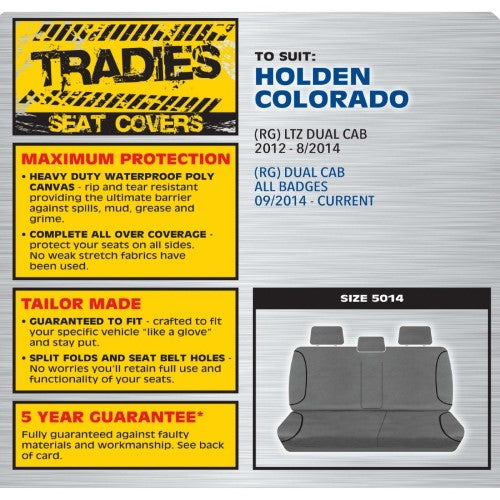 GREY CANVAS REAR BENCH SEAT COVER - COLORADO