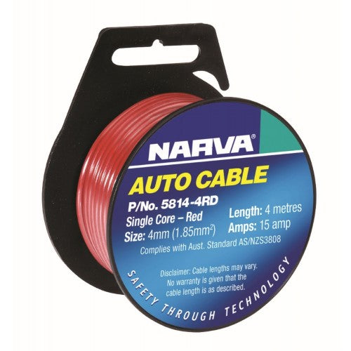 Cable - Single Core 4mm 15a 4m (Red)