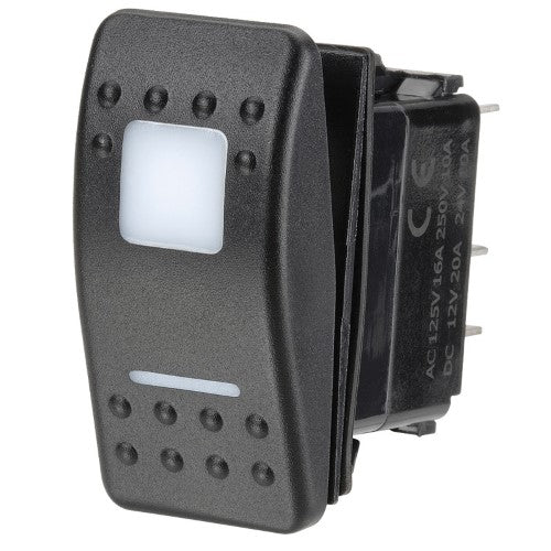 12 / 24v Off / Momentary (On) Led Illuminated Sealed Rocker Switch (Blue)