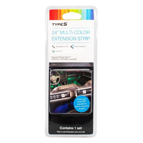 TYPE S - PLUG AND GLOW HYPERBRIGHT 24" MULTICOLOUR LED EXTENSION STRIPS