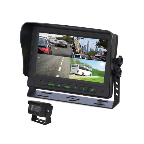 7IN COMM GRADE DASH MOUNT QUAD DISPLAY REVERSE CAMERA KIT