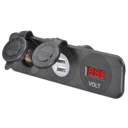 Heavy-Duty Accessory / Dual Usb Sockets And 12 / 24v Dc Led Volt Meter