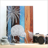 Wall Art - ACM Printed Rectangle Aged Timber Kiwi (Small)