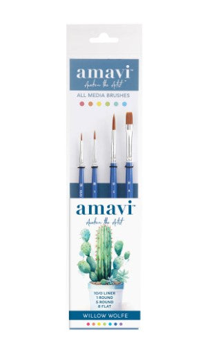 Willow Wolfe Amavi Essentials Golden Taklon Brush SetEssentials Set
