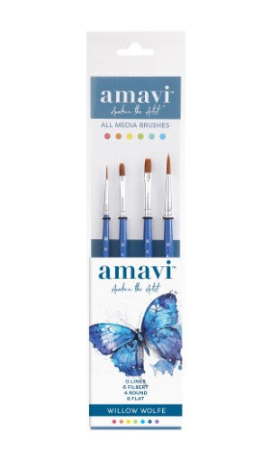 Willow Wolfe Amavi Starter Golden Taklon Brush SetBrush Set