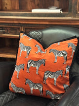 Snugg & Co. Cushion Cover - Zebra Print Cushion Cover - Orange Velvet