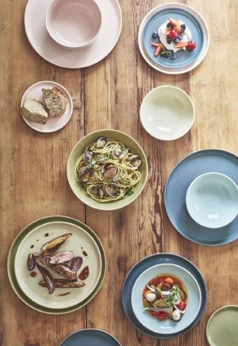 Large Plate 25cm - Blue Flame/Ivory - Emile Henry  - Set of 4