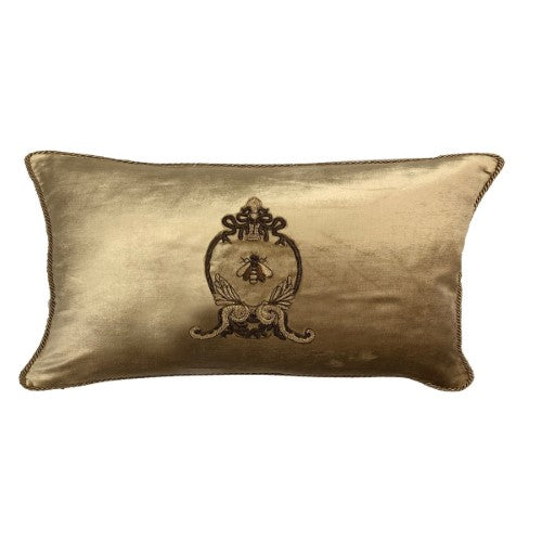 Cushion Cover - Hand Embroidered  - Antique Gold 60cm