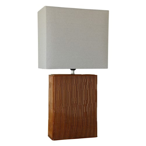 Tabacco Ceramic Lamp with Linen Shade - 70cm