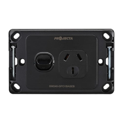 SINGLE GPO 240V 10A BLACK BASE