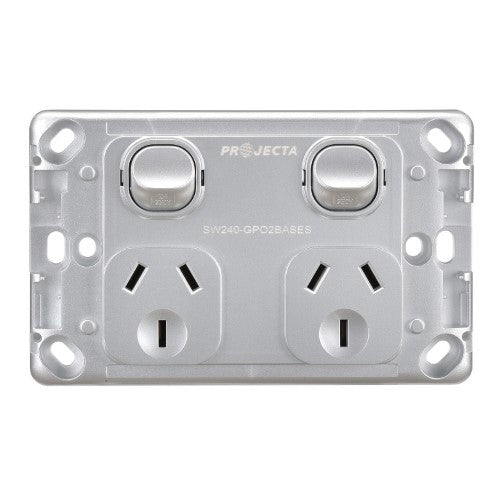 DOUBLE GPO 240V 10A SILVERBASE