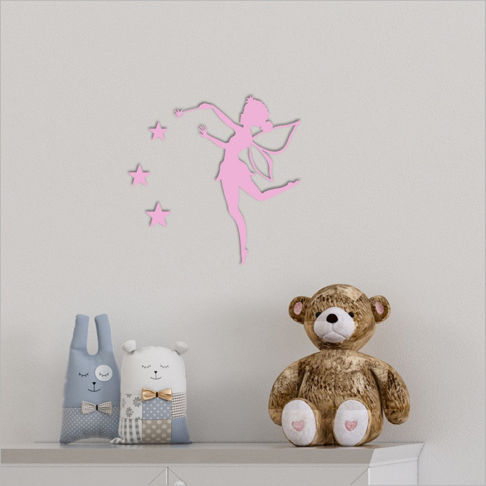 Wall Art - Tinkerbell 4 with Stars (Pink MDF)