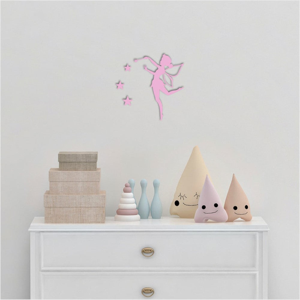 Wall Art - Tinkerbell 4 with Stars (Pink MDF)