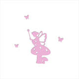 Wall Art - Tinkerbell on Toadstool with Butterflies (Pink MDF)