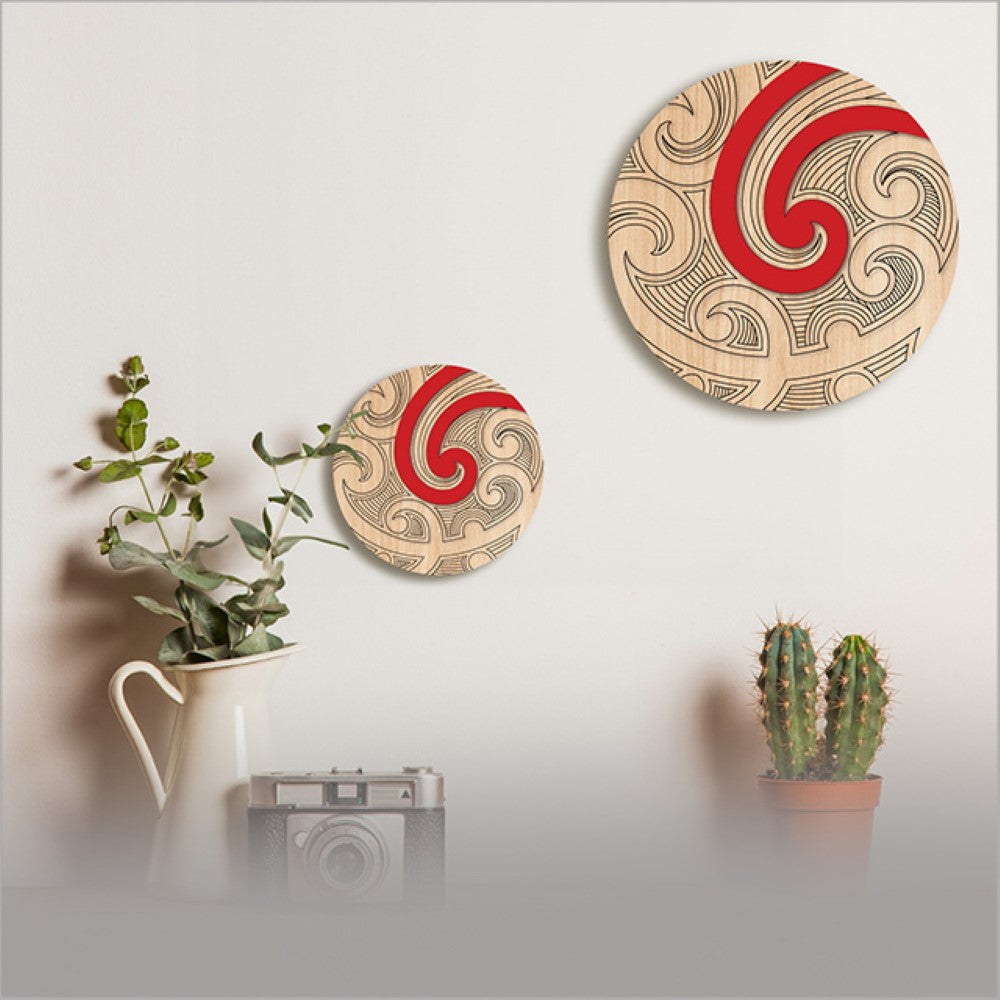 Wall Art - Canvas Circle Ta Moko Series Koru (Small)