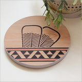 Wall Art - Canvas Circle Taniko Series Huia Feathers (Small)