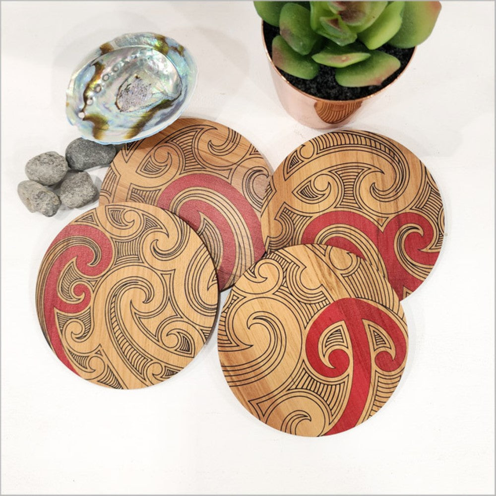 Coasters Set - Rimu Ta Moko Series (10cm))