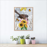 Framed Printed Canvas Wall Art - Floral Fantail (42.5 x 52.5cm)