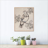 Framed Printed Canvas wall art - Kereru on Puriri (42.5 x 52.5cm)