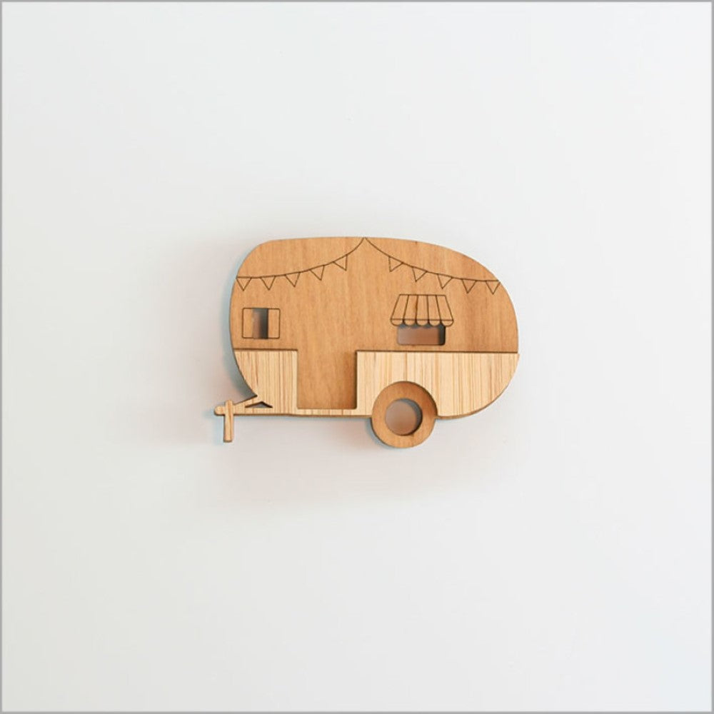 Magnet - Caravan NZ Rimu and Bamboo Veneer (6.5cm x 4.5cm)