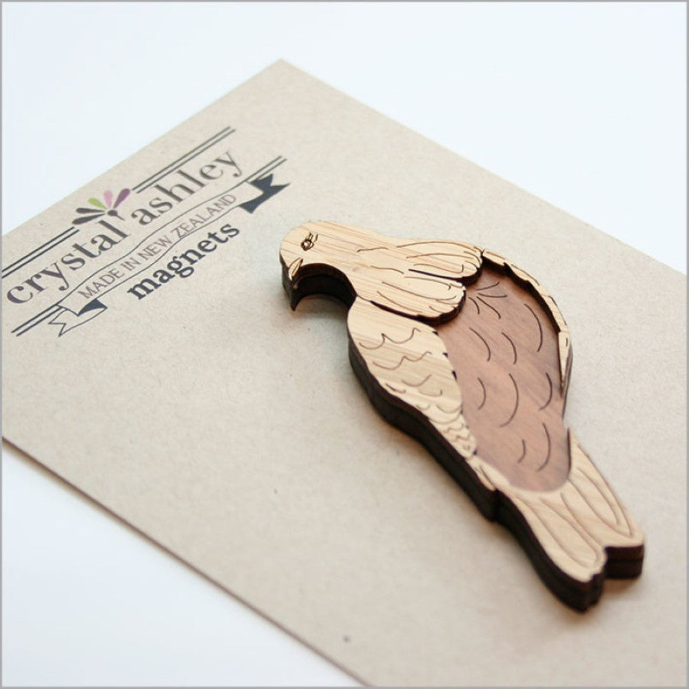 Magnet - Kereru NZ Rimu and Bamboo Veneer (4.2 x 7.7cm)