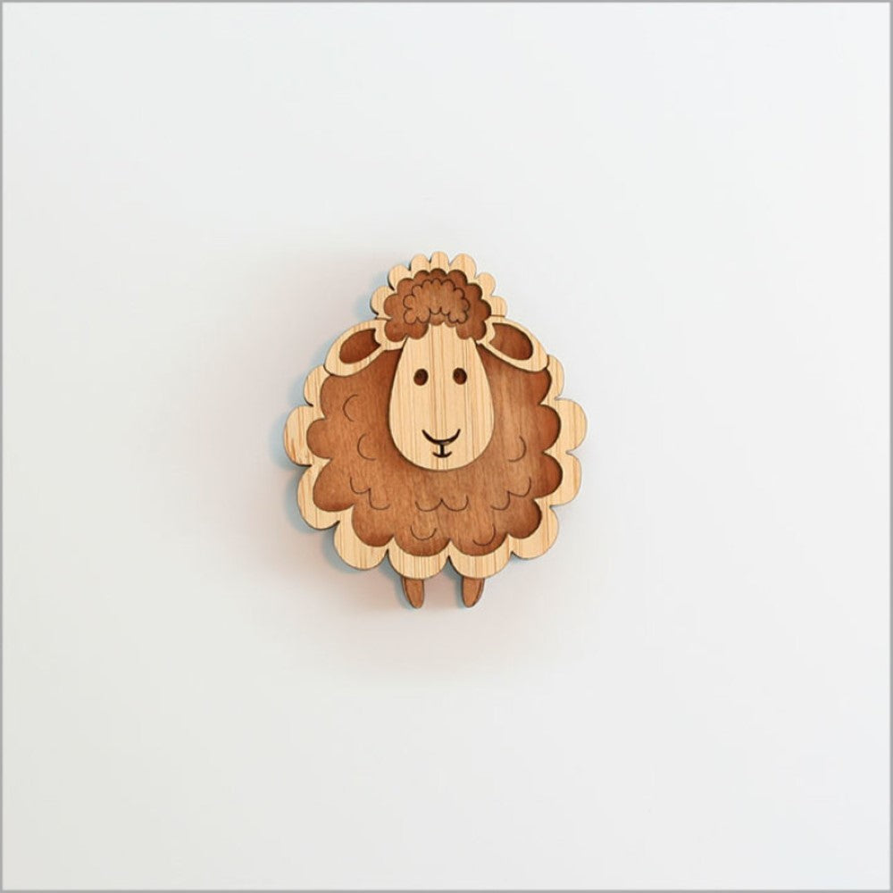 Magnet - Sheep NZ Rimu and Bamboo Veneer (4.5 x 8cm)