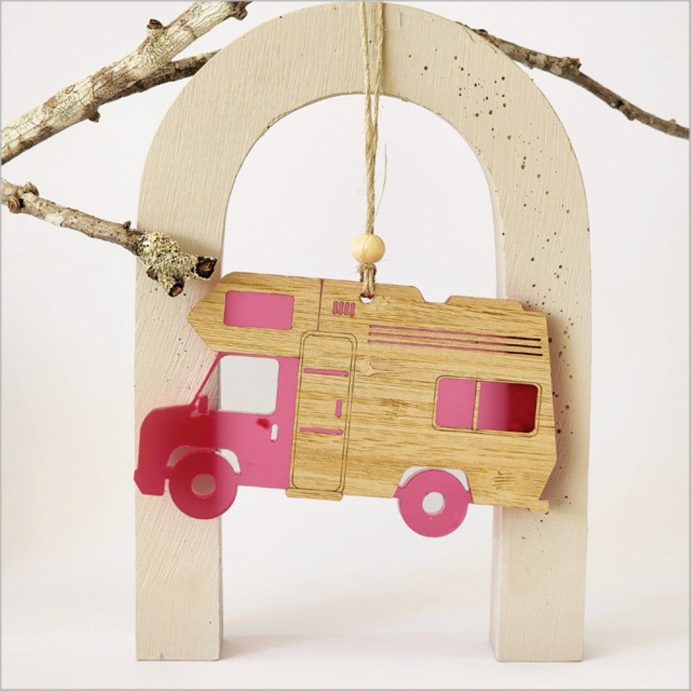 Hanging Ornament - Campervan (Pink)