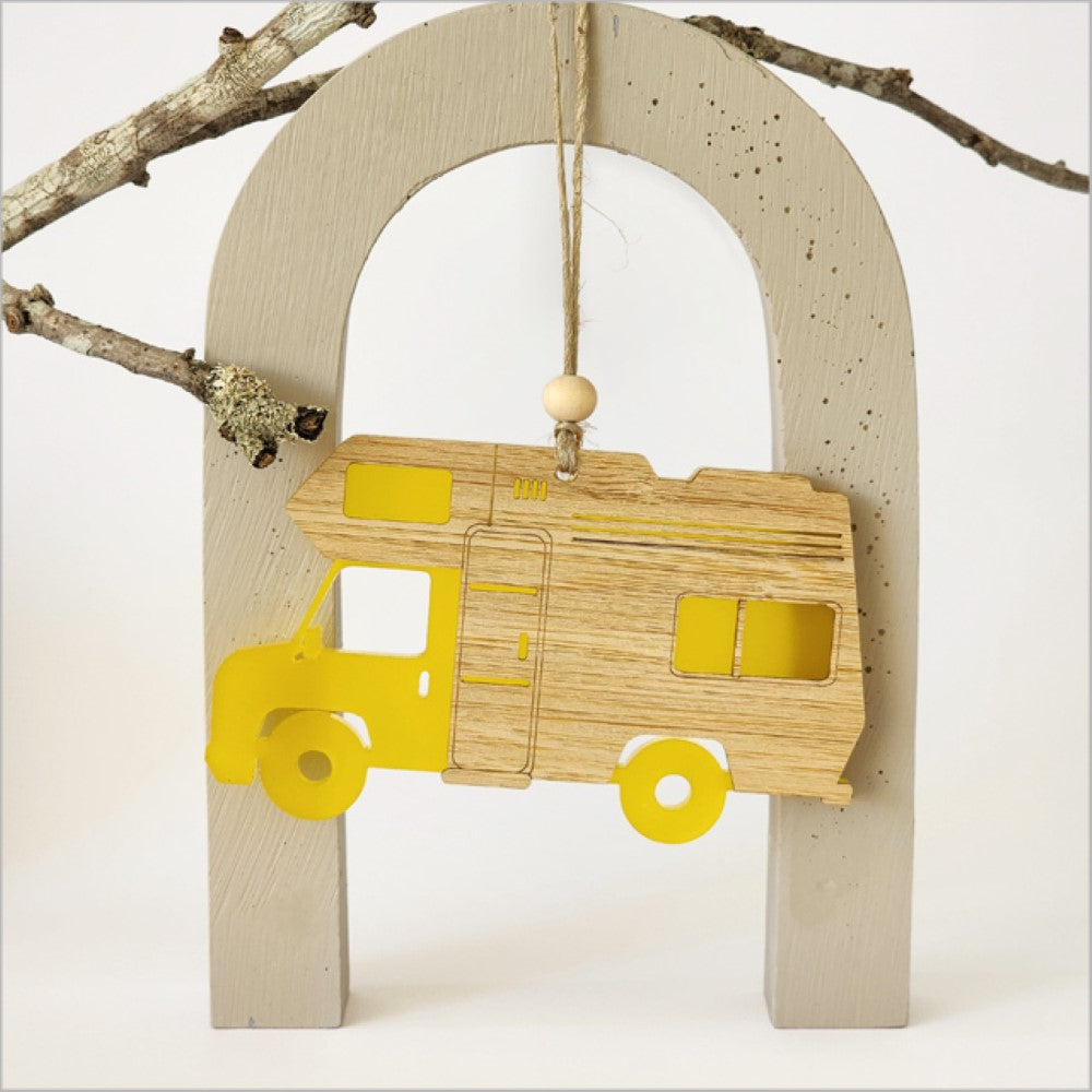 Hanging Ornament - Campervan (Yellow)