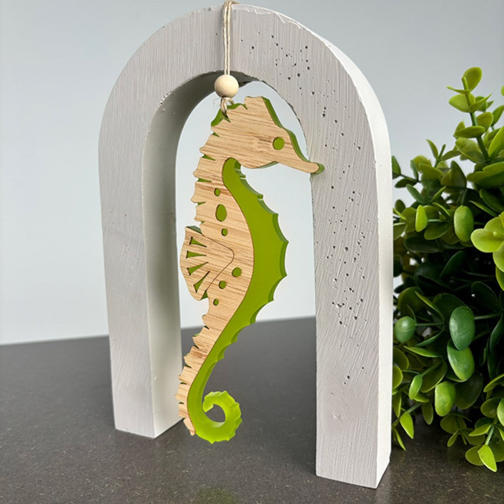 Hanging Ornament - Seahorse (Lime Satin Acrylic)