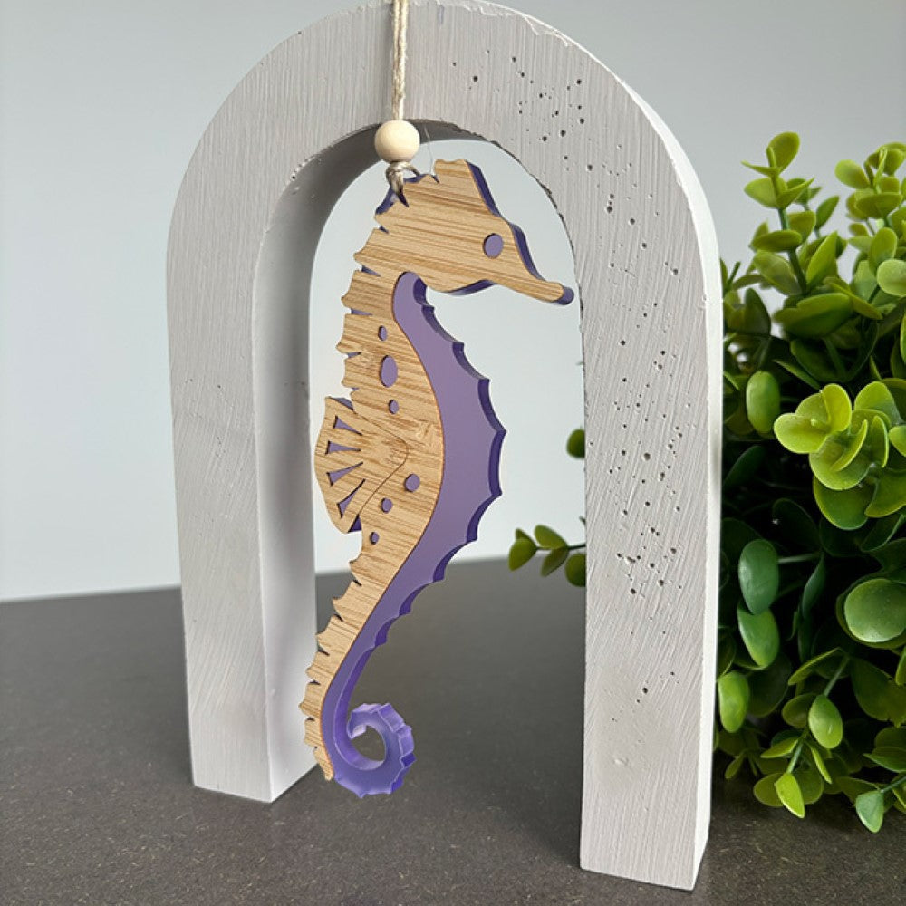 Hanging Ornament - Seahorse (Purple Satin Acrylic)