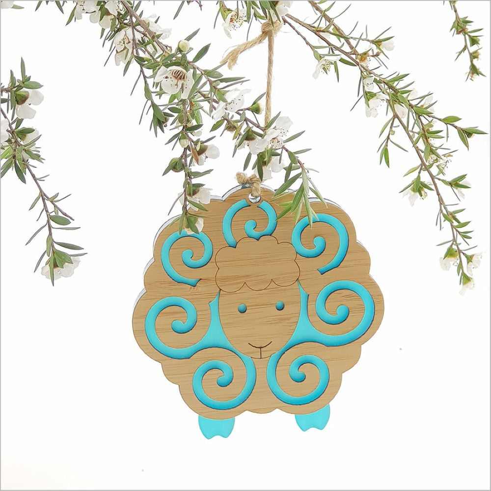 Bamboo+Satin Acrylic Ornament - Sheep (9.9 x 10cm)