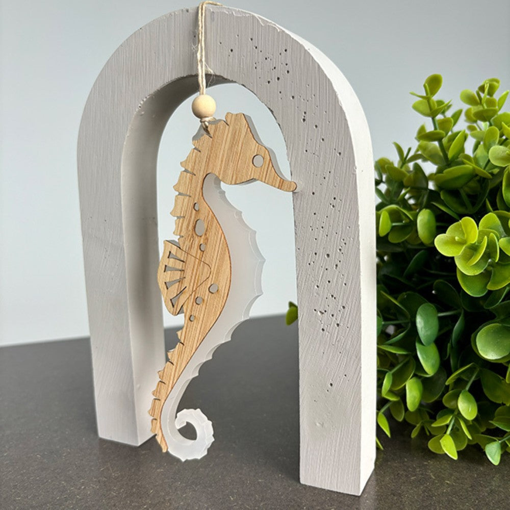 Hanging Ornament - Seahorse (White Satin Acrylic)