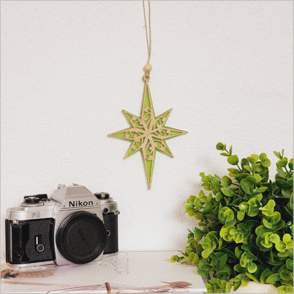 Hanging Ornament - Matariki Star (Lime)