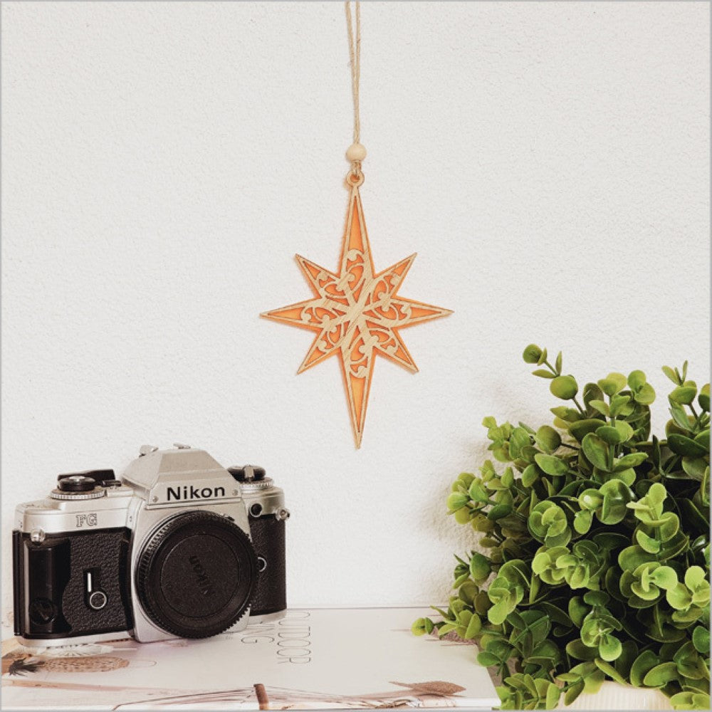 Hanging Ornament - Matariki Star (Orange)