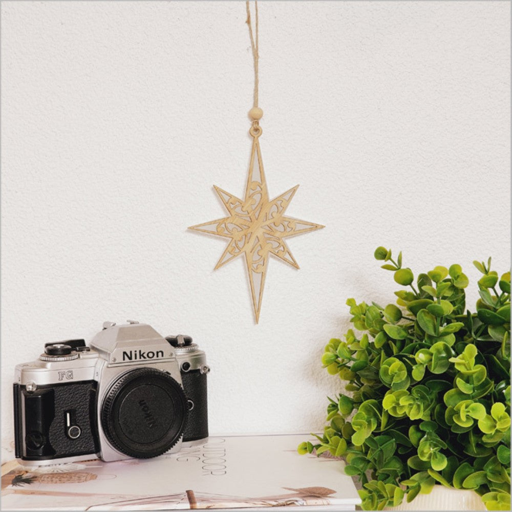 Hanging Ornament - Matariki Star (White)