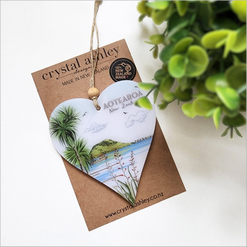 Hanging Ornament - Printed Heart 18 (Mt Maunganui 1)