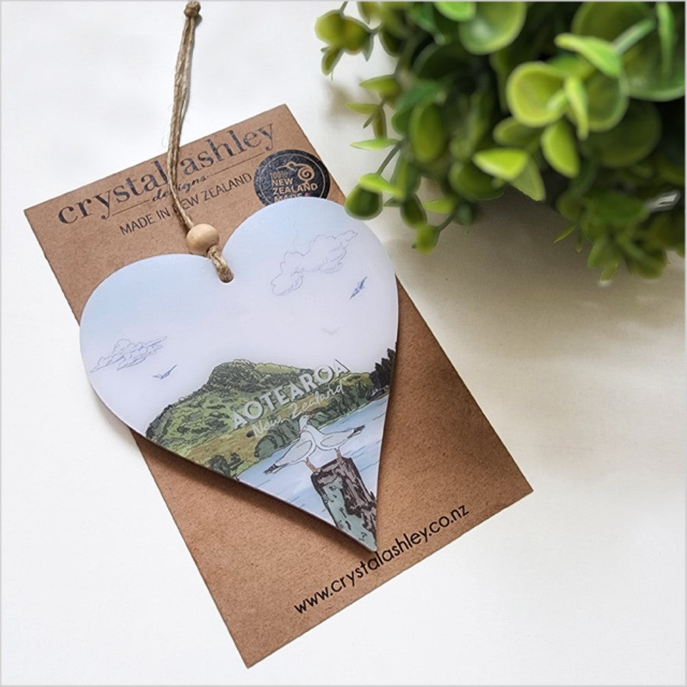 Hanging Ornament - Printed Heart 19 (Mt Maunganui 2)