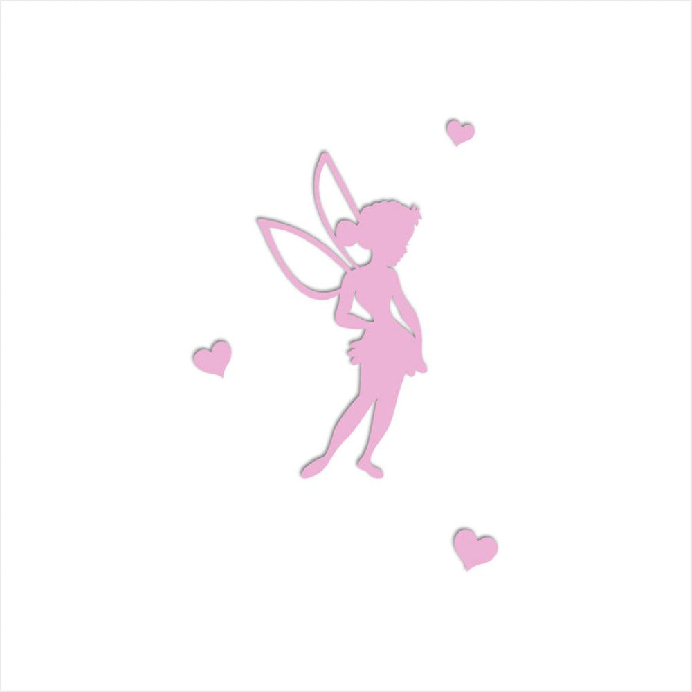 Wall Art - Tinkerbell 3 with Hearts (Pink MDF)